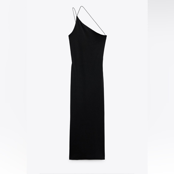 Zara OPEN BACK ASYMMETRICAL DRESS. Black. Size S. New with Tags. - Picture 6 of 8
